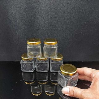 Hũ Thủy Tinh 50ML mẫu vuông nắp thiếc vàng – Lọ Thủy Tinh Nhỏ - Hũ Đựng Yến Chưng , mật ong, dầu dừa, mỹ phẩm