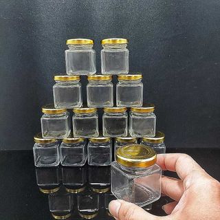 Hũ Thủy Tinh 50ML mẫu vuông nắp thiếc vàng – Lọ Thủy Tinh Nhỏ - Hũ Đựng Yến Chưng , mật ong, dầu dừa, mỹ phẩm