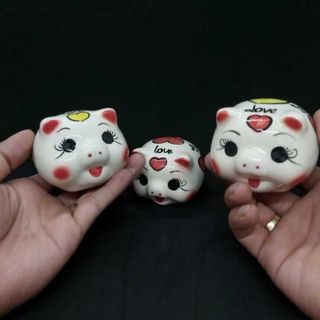 Heo Đất Tiết Kiệm Tiền gốm men sứ Bát Tràng cao cấp size mini màu trắng sữa - Heo Đất Mini phong thủy thu hút tài lộc, may mắn - Lợn Đất Mini chưng bàn làm việc, bàn học, trang trí nội thất, giải hạn