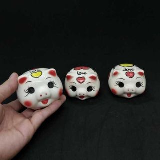 Heo Đất Tiết Kiệm Tiền gốm men sứ Bát Tràng cao cấp size mini màu trắng sữa - Heo Đất Mini phong thủy thu hút tài lộc, may mắn - Lợn Đất Mini chưng bàn làm việc, bàn học, trang trí nội thất, giải hạn