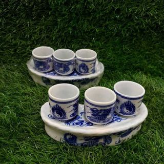 Bộ Ly Cúng Bàn Thờ Gốm Sứ Bát Tràng cao cấp (bộ khay 3 ly) – Bộ Ly Cúng Ông Địa – Đồ Thờ Cúng tráng men sứ - Đồ Thờ Bát Tràng chất lượng đảm bảo