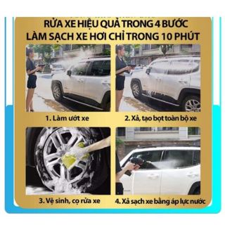 Máy xịt rửa xe máy ô tô cao áp có áp lực cao tạo bọt tuyết HITACHI 199V cầm tay PIN SẠC CỰC MẠNH dùng gia đình giá rẻ