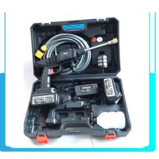 Máy xịt rửa xe máy ô tô cao áp có áp lực cao tạo bọt tuyết HITACHI 199V cầm tay PIN SẠC CỰC MẠNH dùng gia đình giá rẻ