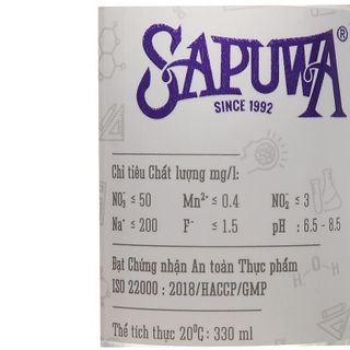 Thùng 24 chai nước tinh khiết SAPUWA 330ml / Lốc 6 chai nước tinh khiết SAPUWA 330ml
