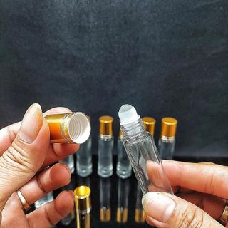 Chai Bi Lăn 10ML thủy tinh mẫu trụ tròn - nắp nhựa vàng – Chai Chiết Nước Hoa 10ML – Lọ Thủy Tinh Nhỏ đựng tinh dầu, mỹ phẩm