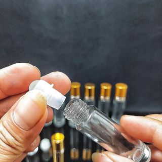 Chai Bi Lăn 10ML thủy tinh mẫu trụ tròn - nắp nhựa vàng – Chai Chiết Nước Hoa 10ML – Lọ Thủy Tinh Nhỏ đựng tinh dầu, mỹ phẩm