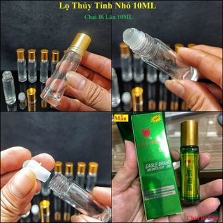 Chai Bi Lăn 10ML thủy tinh mẫu trụ tròn - nắp nhựa vàng – Chai Chiết Nước Hoa 10ML – Lọ Thủy Tinh Nhỏ đựng tinh dầu, mỹ phẩm giá sỉ