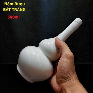 Nậm Rượu Đẹp 500ML gốm men sứ Bát Tràng cao cấp mẫu hồ lô cao màu trắng - Nậm Rượu Bát Tràng cho giới sành tửu – Nậm Rượu 500ML chất lượng đảm bảo – Nậm Đựng Rượu (L1A)
