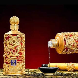 Bình Thủy Tinh Đựng Rượu 1200ml cao cấp mẫu đế vương màu sơn đỏ may mắn, hoa văn rồng - Chai Đựng Rượu Thủy Tinh – Vỏ Chai Rượu Đẹp chưng bàn ăn sang trọng (H2)