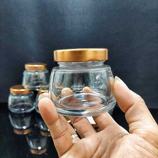 Hũ Thủy Tinh 150ML (combo 6 cái) nắp thiếc màu đồng – vai thon, cực dày, siêu trong - Hủ Chưng Yến , Hũ Làm Sữa Chua , Lọ Đựng Sữa Chua , dầu dừa, thực phẩm, mỹ phẩm, lọ đựng gia vị