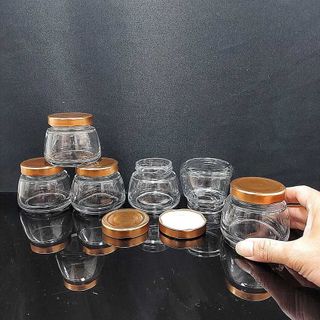 Hũ Thủy Tinh 150ML (combo 6 cái) nắp thiếc màu đồng – vai thon, cực dày, siêu trong - Hủ Chưng Yến , Hũ Làm Sữa Chua , Lọ Đựng Sữa Chua , dầu dừa, thực phẩm, mỹ phẩm, lọ đựng gia vị