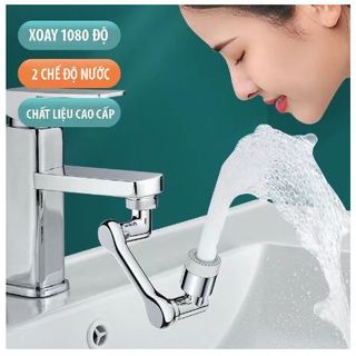 Đầu Nối Vòi Nước INOX Thông Minh Xoay 1080° Khớp nối vòi nước Cho Bồn Rửa Với 2 Chế Độ Phun Nước Tiết kiệm