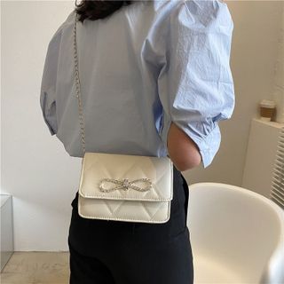 TÚI XÁCH NỮ ĐEO CHÉO CAO CẤP ĐEO VAI THẮT NƠ ĐÍNH HẠT AS23014 - TRÙM SỈ VN