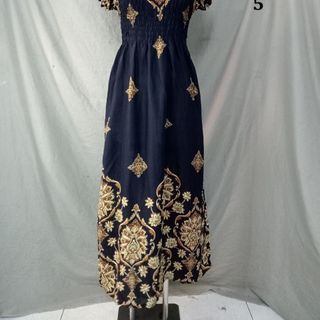 Đầm maxi tay búp lanh thái