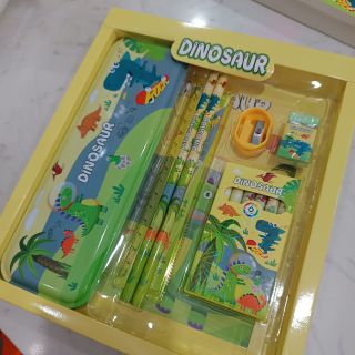 Bộ dụng cụ học tập cho bé, hộp đựng đồ dùng học tập 7 món hình Elsa/ người nhện/ ô tô/ khủng long dễ thương