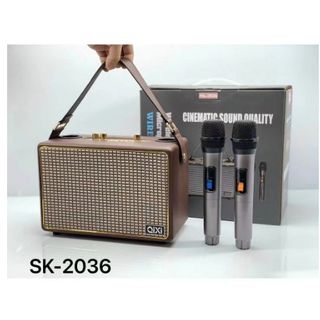 Loa Bluetooth Karaoke Qixi SK-2036 Âm Thanh Siêu Đỉnh Tặng Kèm 2 Tay Mic Không Dây, Thiết Kế Cực Đẹp. Bảo Hành 12 Tháng