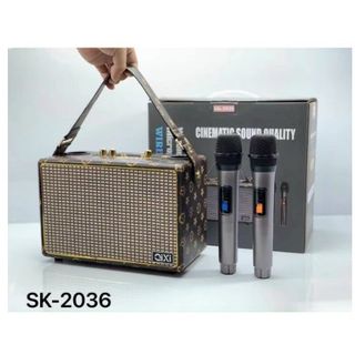 Loa Bluetooth Karaoke Qixi SK-2036 Âm Thanh Siêu Đỉnh Tặng Kèm 2 Tay Mic Không Dây, Thiết Kế Cực Đẹp. Bảo Hành 12 Tháng
