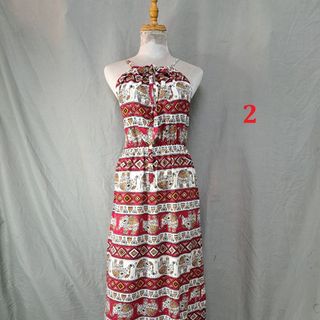 Đầm maxi yếm lanh thái