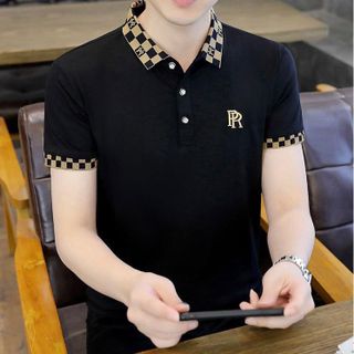 ÁO POLO ĐEN IN CỔ IN CHỮ R SIÊU BỰ
