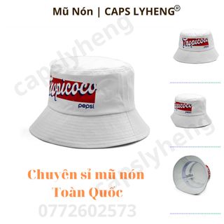 Mũ Nón Bucket Sản Xuất Tại Capslyheng Chất Kaki Logo Pe.si In Nhiệt