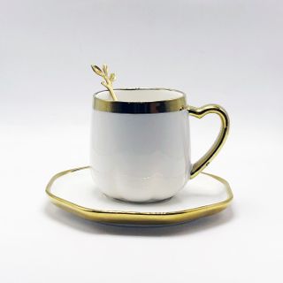 Bộ ly dĩa sứ tặng kèm thìa cao cấp 2134