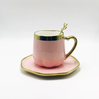 Bộ ly dĩa sứ tặng kèm thìa cao cấp 2134