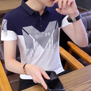ÁO XANH ĐEN PHỐI TRẮNG IN CHỮ M SIÊU TO