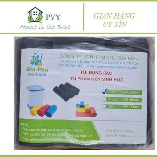 1kg túi đựng rác 3 cuộn tự phân hủy sinh học đen Gia Phú ( 3 cuộn / kg ) giá sỉ