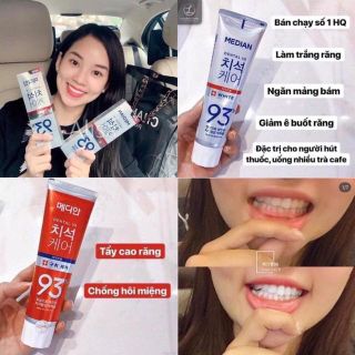 Kem Đánh Răng Median Dental IQ 93% Hàn Quốc trắng, xanh ngọc, đỏ, xanh dương