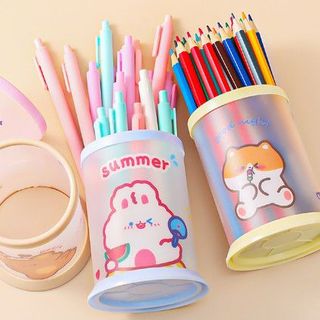 Ống đựng bút để bàn gấp gọn họa tiết hoạt hình