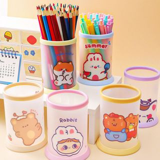 Ống đựng bút để bàn gấp gọn họa tiết hoạt hình