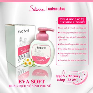 Dung dịch vệ sinh phụ nữ Skinze Eva Soft DDVS Saffron Trầu không Tràm trà kháng viêm diệt khuẩn khử mùi hôi vùng kín