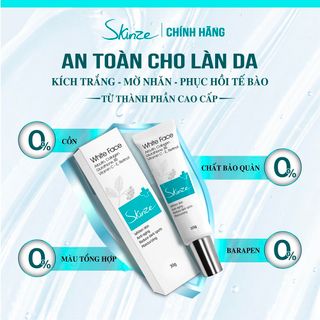 Kem dưỡng trắng da mặt Skinze White Face chống lão hóa làm mờ thâm nám Arbutin Vitamin C Nhân sâm BHA Retinol Gluthathione B5
