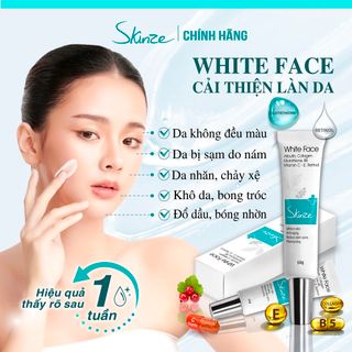 Kem dưỡng trắng da mặt Skinze White Face chống lão hóa làm mờ thâm nám Arbutin Vitamin C Nhân sâm BHA Retinol Gluthathione B5
