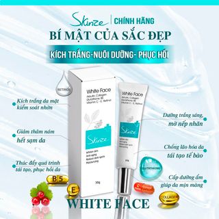 Kem dưỡng trắng da mặt Skinze White Face chống lão hóa làm mờ thâm nám Arbutin Vitamin C Nhân sâm BHA Retinol Gluthathione B5