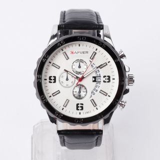 Đồng hồ đeo tay Cafuer 290 vỏ kim loại mạ trắng sáng - Đồng hồ nam dây da mềm mại ManYi giá sỉ