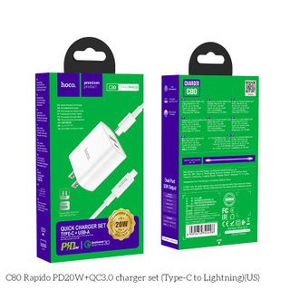Bộ cóc cáp sạc Hoco C80 Type C ra Lightning