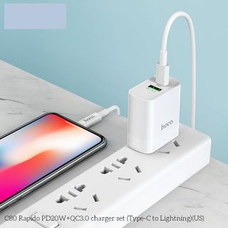 Bộ cóc cáp sạc Hoco C80 Type C ra Lightning