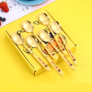 Sét 6 thìa inox hình vịt vàng dễ thương