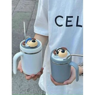 Ly kèm ống hút nắp đầu thú