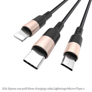 Dây Cáp Sạc Hoco X26 3 in 1 - Cổng Micro - Cổng Lightning - Cổng Type C - 1m