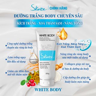 Kem body trắng da Skinze kích trắng da mờ thâm sạm dưỡng ẩm Arbutin Nhân Sâm BHA Retinol B5 Niacinamide B3 Collagen