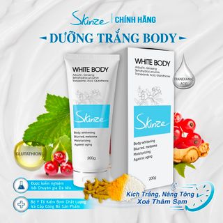 Kem body trắng da Skinze kích trắng da mờ thâm sạm dưỡng ẩm Arbutin Nhân Sâm BHA Retinol B5 Niacinamide B3 Collagen