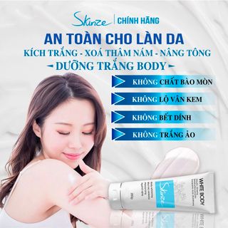 Kem body trắng da Skinze kích trắng da mờ thâm sạm dưỡng ẩm Arbutin Nhân Sâm BHA Retinol B5 Niacinamide B3 Collagen