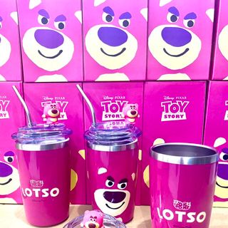 LY CỐC GIỮ NHIỆT HOẠ TIẾT GẤU DÂU LOSTO SIÊU XINH LÕI INOX 304 CHỐNG GỈ 450ML