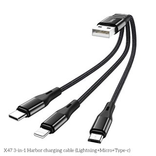 Dây Cáp Sạc Hoco X47 3 in 1 - Cổng Micro - Cổng Lightning - Cổng Type C - 0.25m