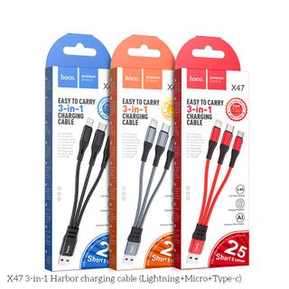 Dây Cáp Sạc Hoco X47 3 in 1 - Cổng Micro - Cổng Lightning - Cổng Type C - 0.25m