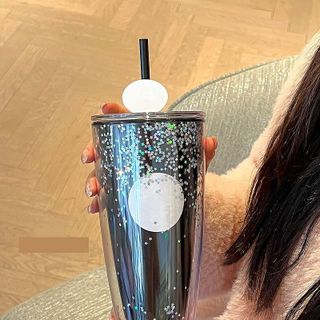 Ly nhựa 2 lớp kèm ống hút 750ml