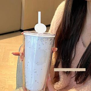 Ly nhựa 2 lớp kèm ống hút 750ml