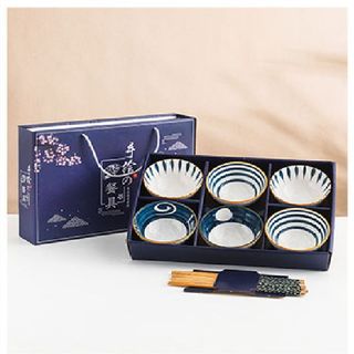 Bộ Sản Phẩm Chén Phong Cách Nhật Bản (Kèm Hộp Quà) Tặng Đũa